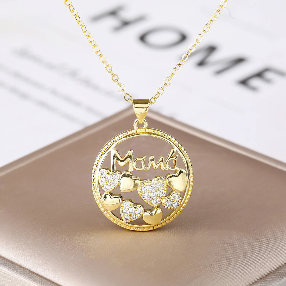 Mama Ketting Goud – Moederdag Hanger met Zirkonia Cadeau voor Moeder