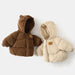 Winterjas met Beer Embleem - Beige/Bruin, Polyester, Maat 0-6 jaar-More For Mini