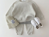 Set met Broek en Trui van Wafel - Porto-Novo Unisex, Blauw/Roze/Grijs/Groen/Geel, Katoen, Maat 0-3 Jaar-More For Mini