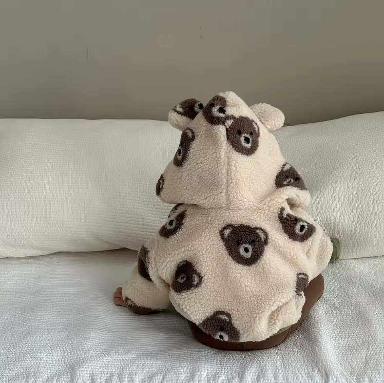 Teddy Vest Baby met Oortjes – Warme Fleece Jas (0–3 Jaar)