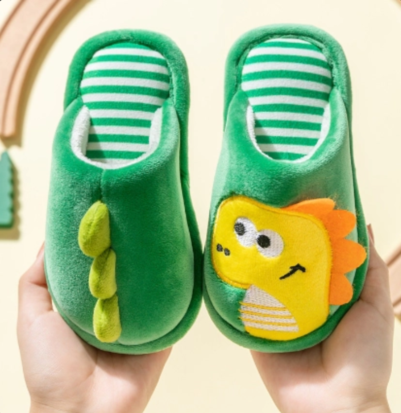 Dino Sloffen voor Kinderen – Warme Pluche Sloffen met Anti-Slip