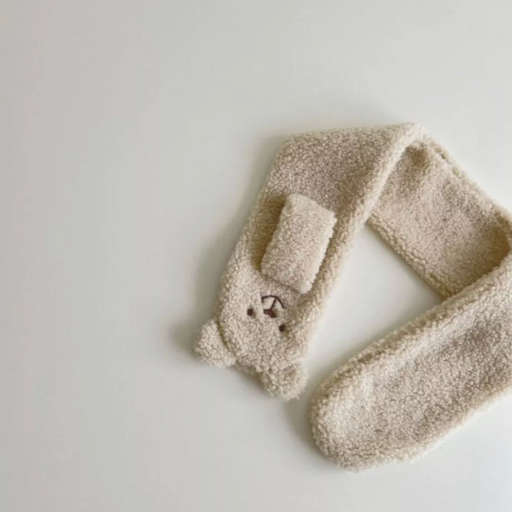 Beary Scarf Kinder Sjaal – Zachte Pluche Knoop Sjaal met Schattig Berenontwerp