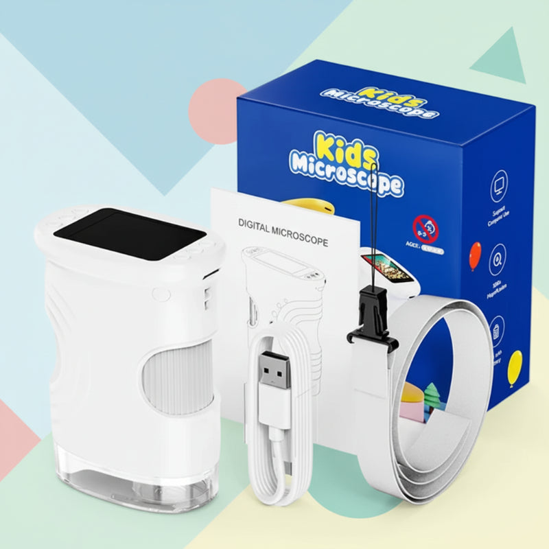 Digitale kindermicroscoop tot 1000x met scherm – oplaadbaar, foto en video, 8 leds | handmicroscoop