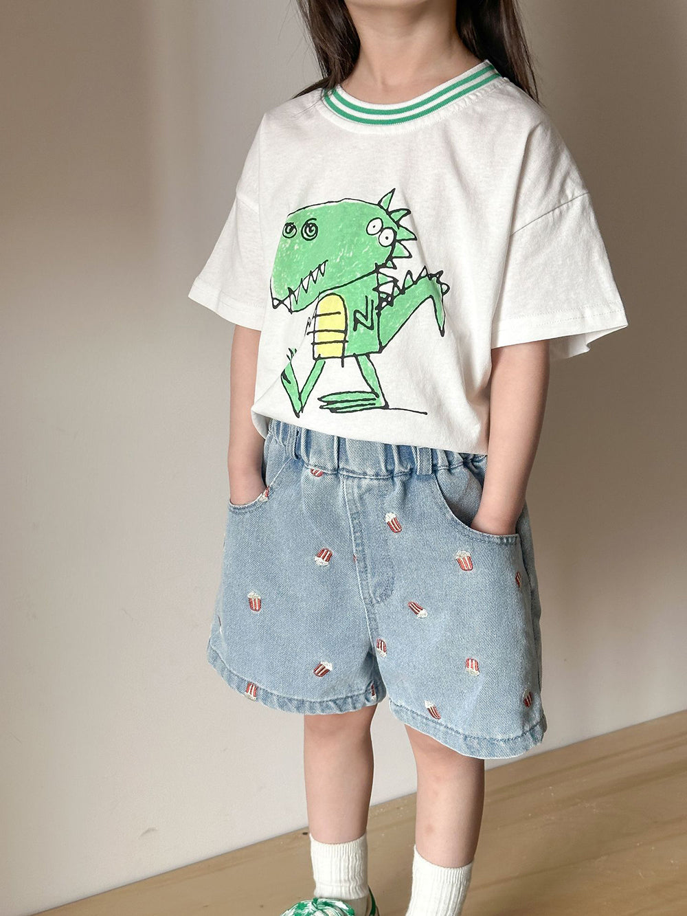 Korte Broek met Popcorn - Baby, Peuter, Kleuter, Kinderen - Blauw/Zwart, Katoen, Maat 0-8 Jaar
