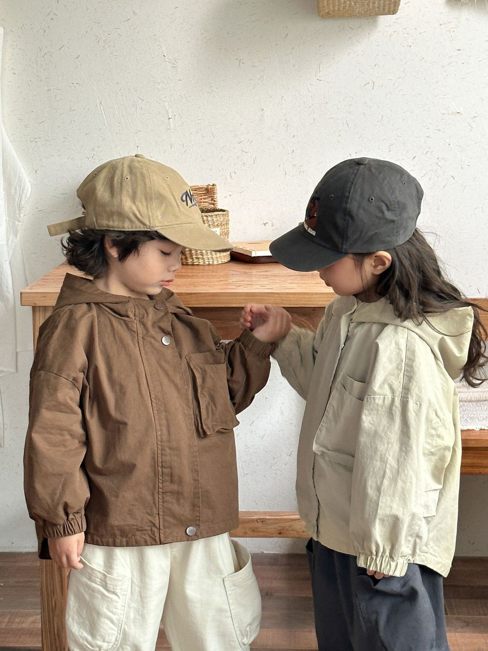 Windjack Parka - CozyShield Unisex, Beige/Bruin, Katoen, Maat 0-8 Jaar