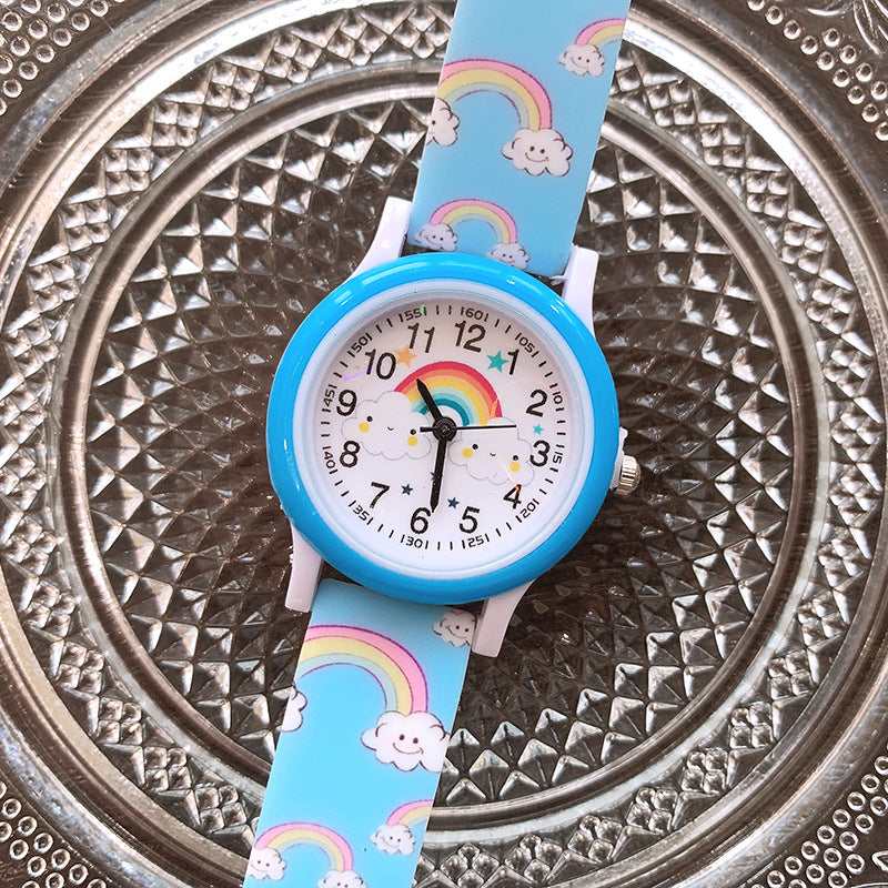 Horloge met Regenboog - Unisex, Roze/Rood/Paars/Geel/Blauw, Siliconen Band, 3+ Jaar-More For Mini