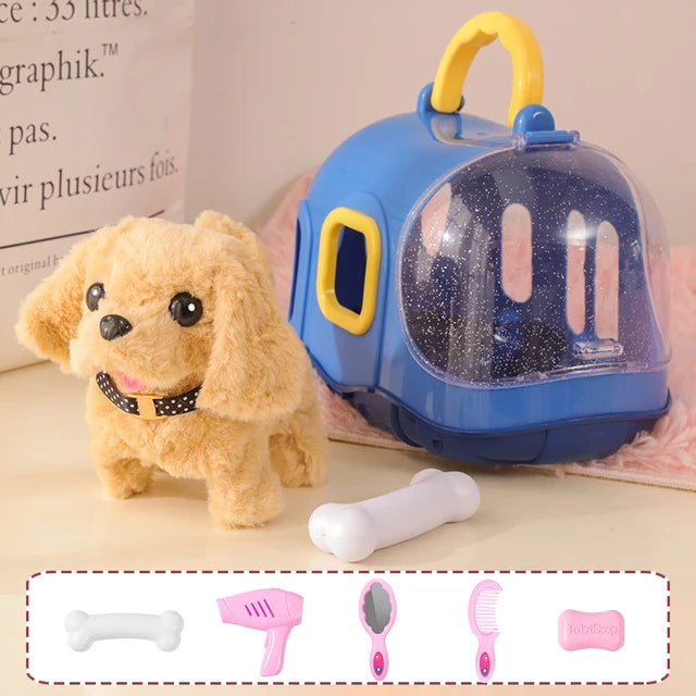 Huisdier Verzorg Set – Kinder Speelgoed voor Dierenliefhebbers met Pluchen Huisdier, Draagbare Reismand, Accessoires (Borstel, Kam, Bot, Poopschepje, 3+ Jaar)-More For Mini
