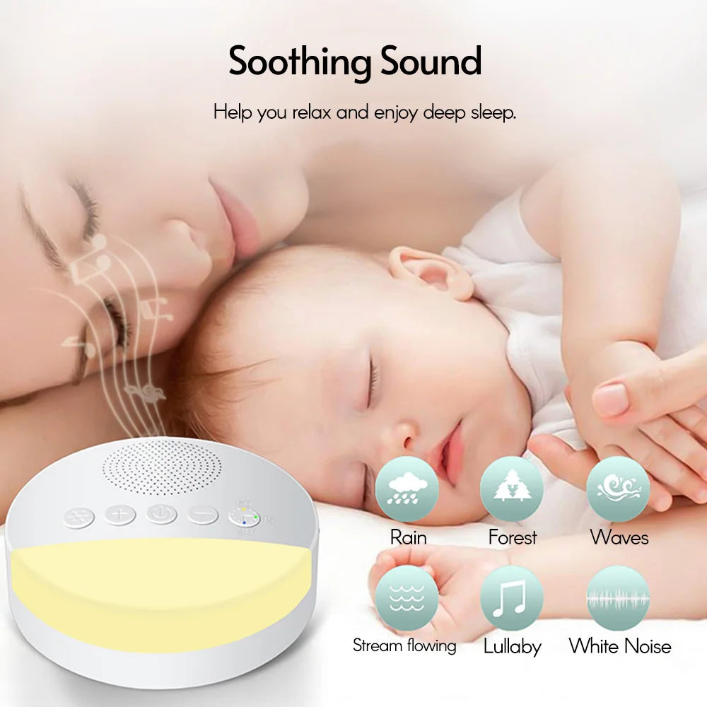 Baby White Noise Machine – USB Slaapmachine met Nachtlampje & Timer