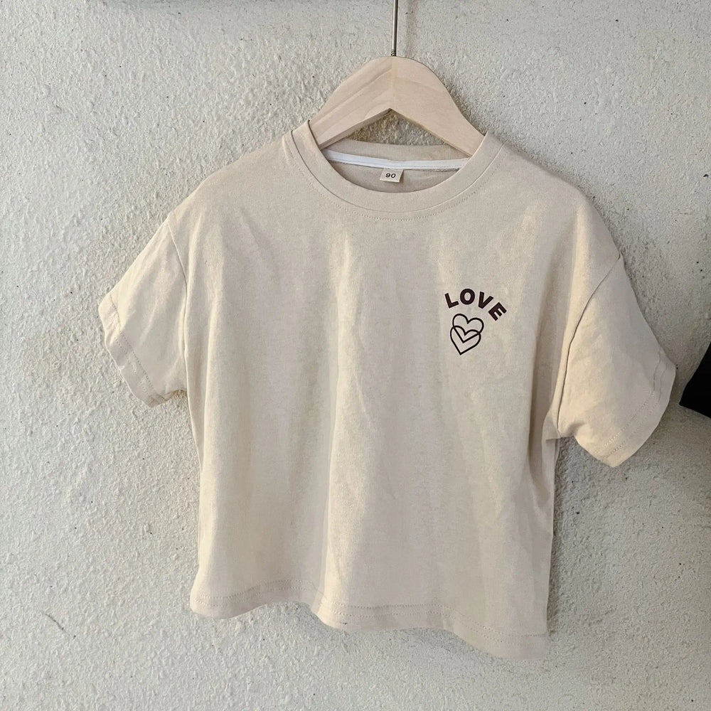 Oversized T-shirt – CozyLove Unisex, Grijs/Beige, Katoen, Maat 0-8 jaar