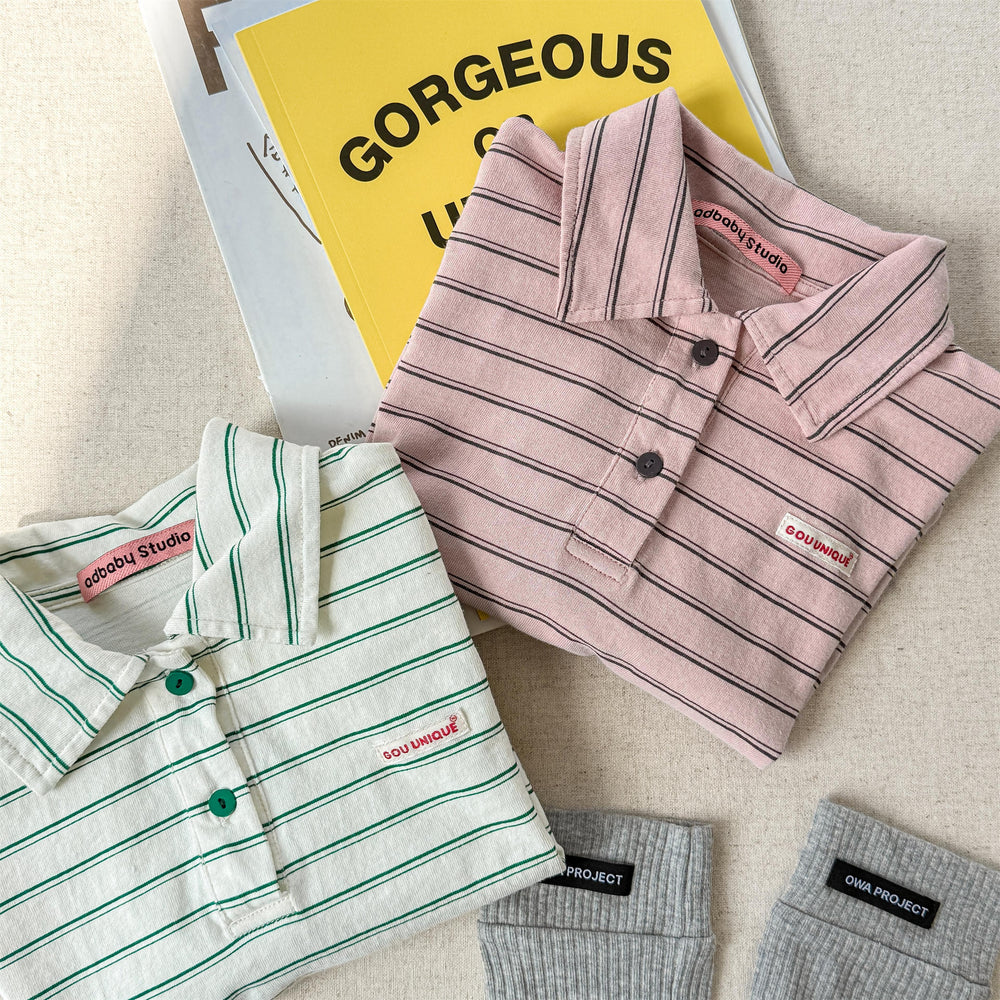 OWA Polo Stripe Unisex Kindershirt 0–6 Jaar | Gestreepte Polo – Katoen