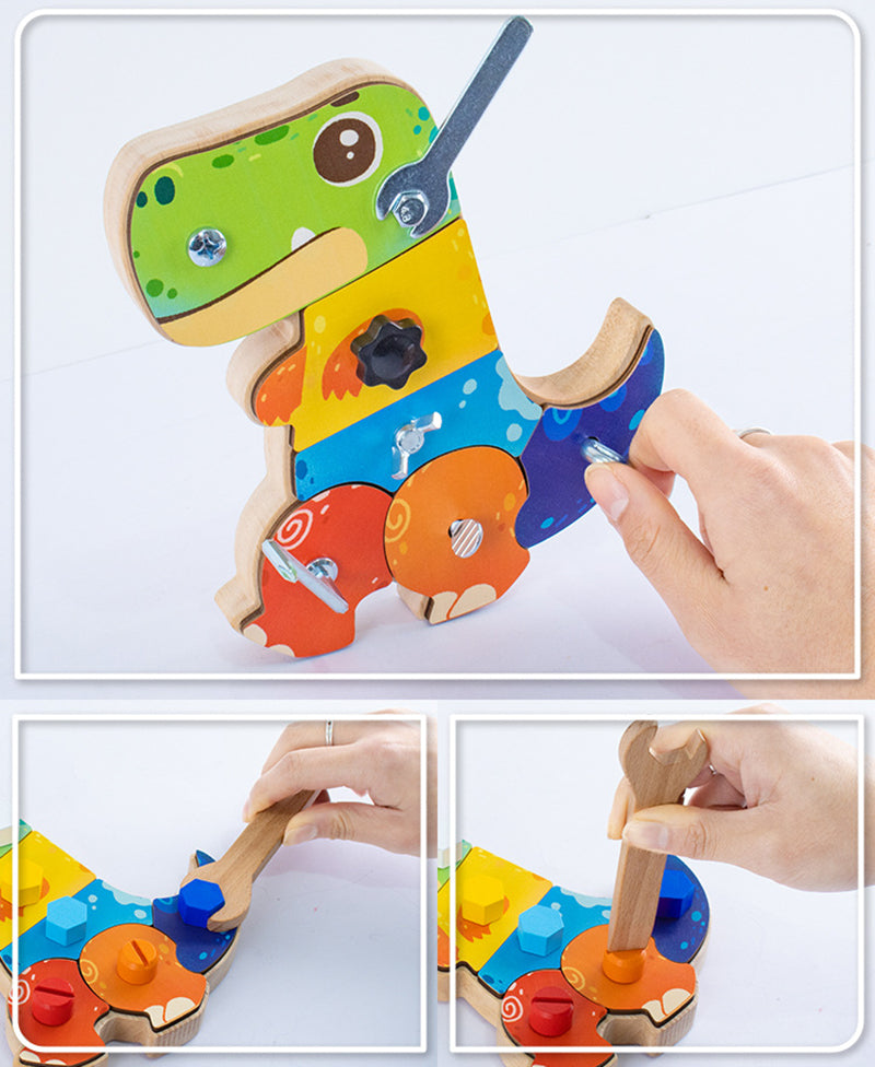 Houten dino bouwset kind | Educatief speelgoed 2+ jaar