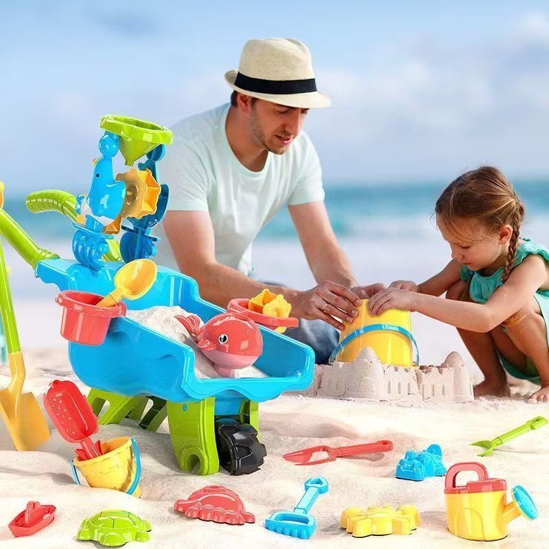Sandino Zand & Strand Speelset – 22-delig Buitenspeelgoed met Kruiwagen voor Kinderen 2-6 Jaar – Zandbak & Tuinset