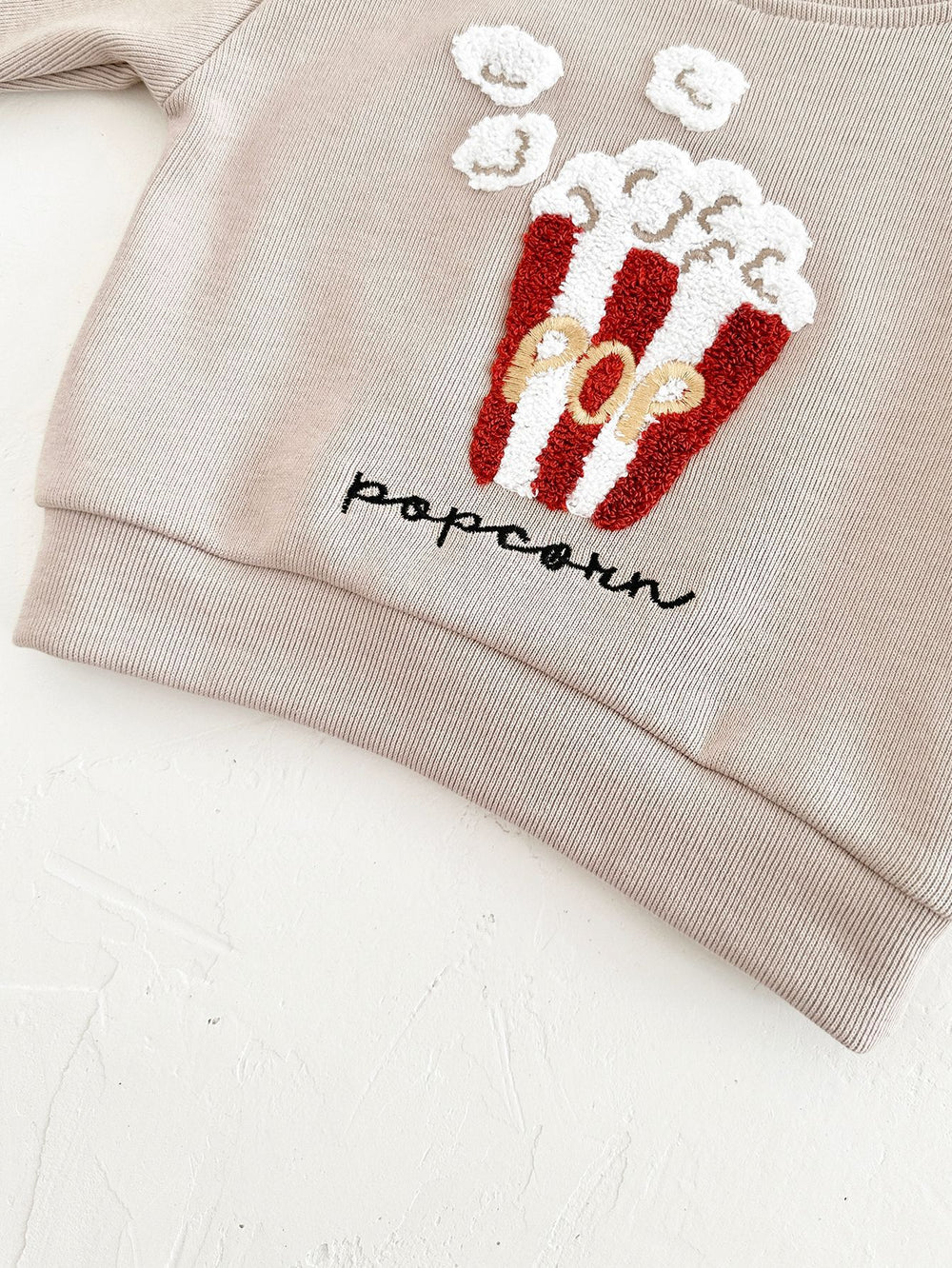 Kledingset Legging met Sweater Popcorn - Poppi Unisex, Beige, Katoen, Maat 0-3 Jaar