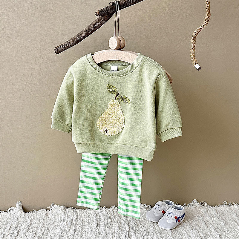 Set met Legging en Sweater - BerryBabe Meisjes, Roze/Geel/Groen, Katoen, Maat 0-3 Jaar