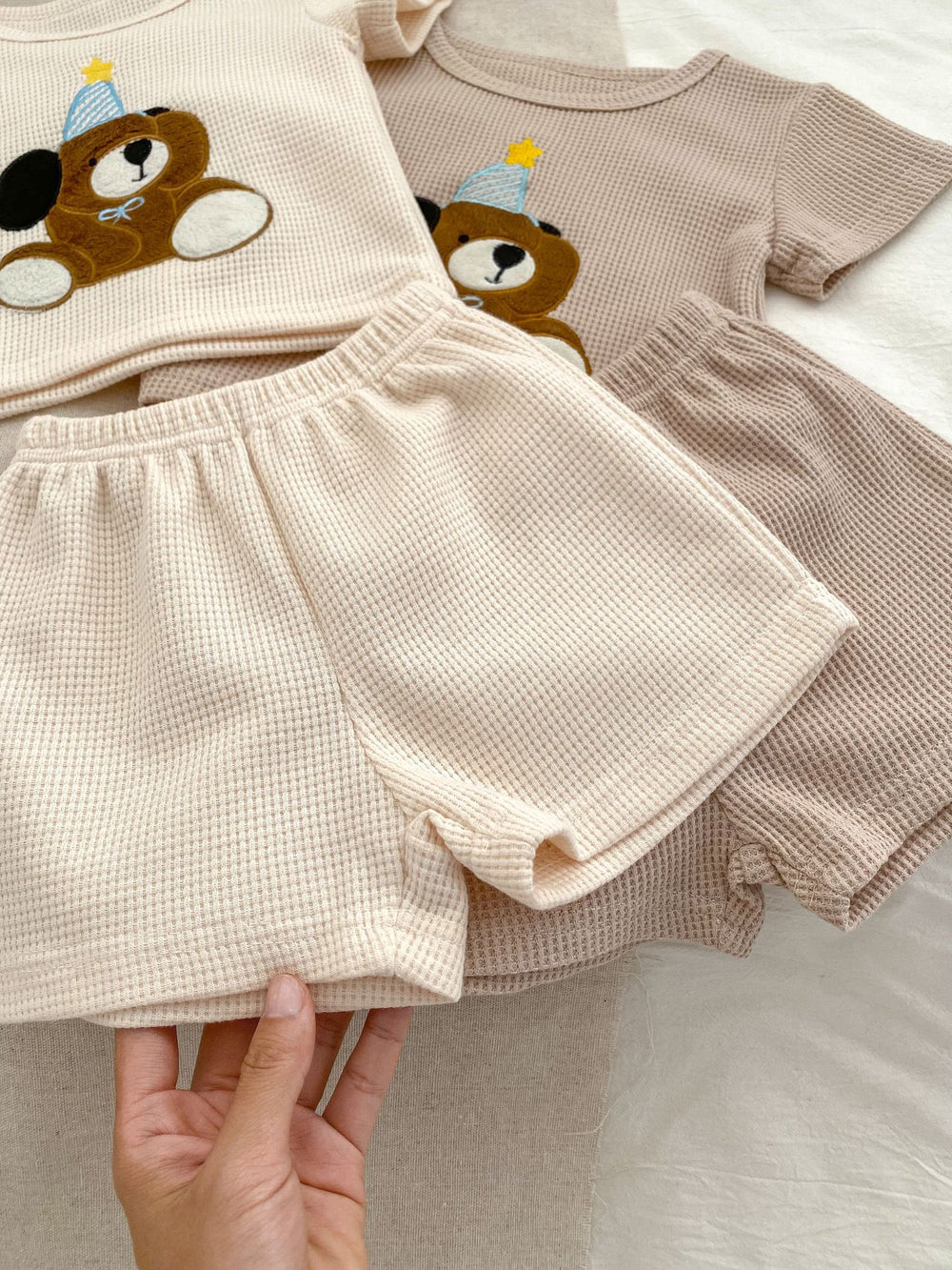 Loupi set 0-3 Jaar – Zomeroutfit voor Meisjes en Jongens – 2-delig - Beige/Bruin