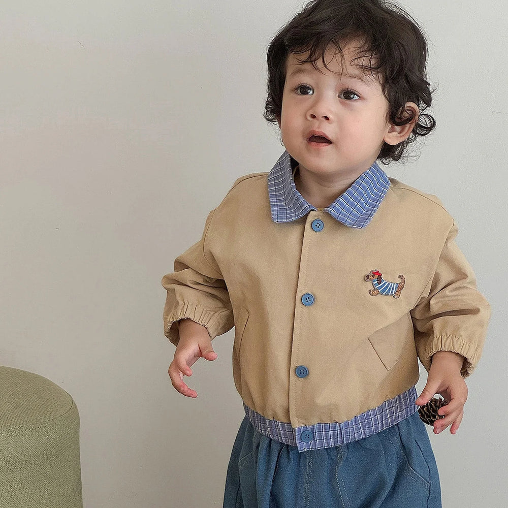 Casual Baby & Peuter Baseball Jasje – Herfst, Patchwork & Borduursels, Unisex