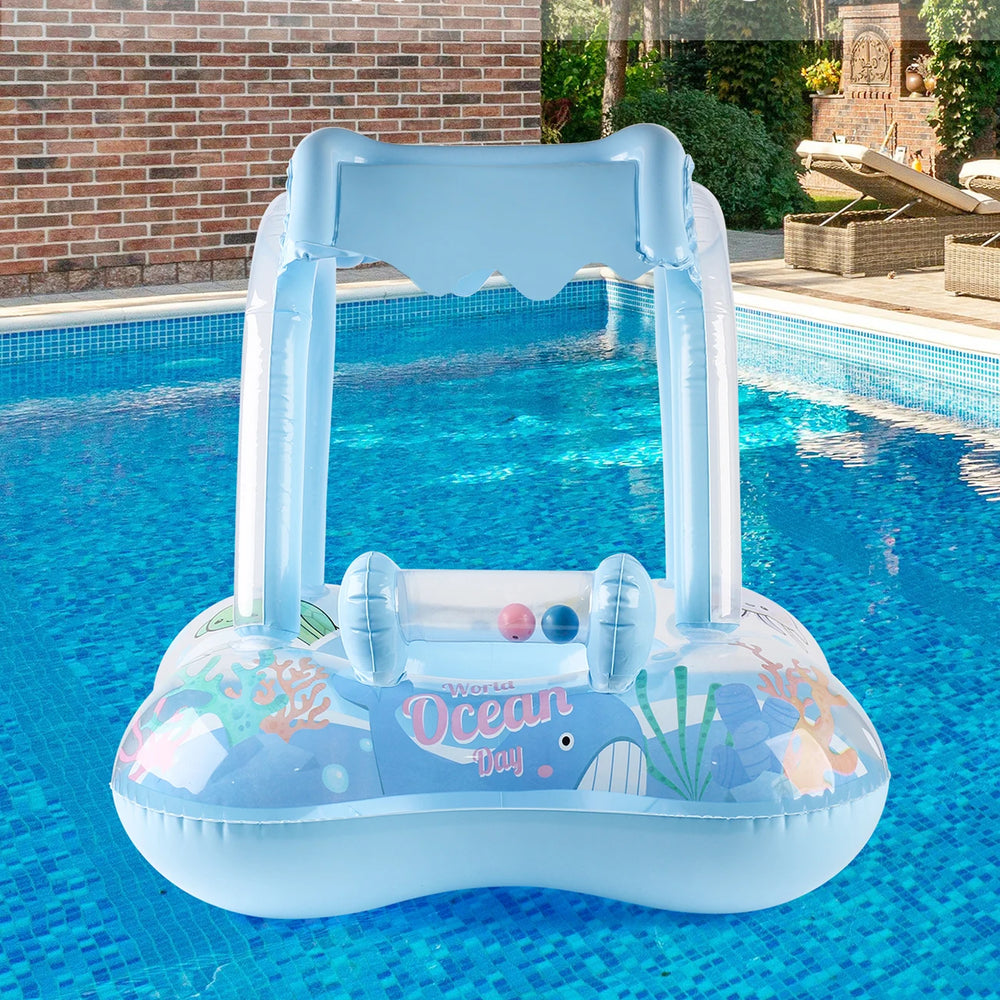 Baby Zwemband met Luifel – Opblaasbare Float met Zonnedak