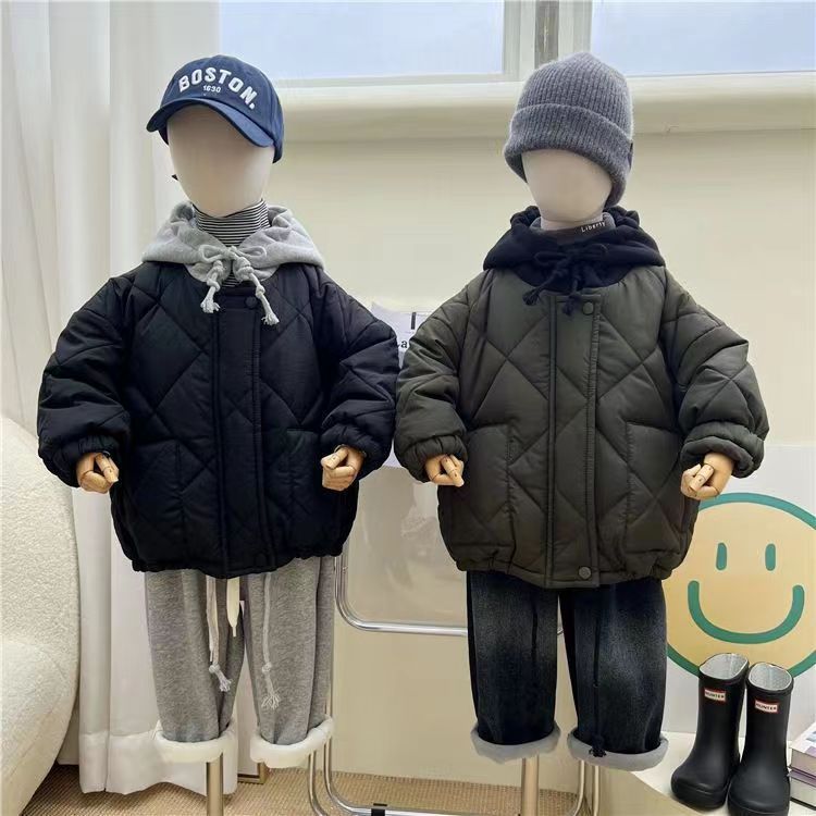Gewatteerde Hoodie Jas - CozyShield Unisex, Blauw/Groen, Katoen, 0-6 Jaar
