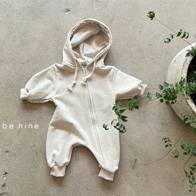 Babypakje met Capuchon – Moussy Jumpsuit van Katoenmix (0–3 Jaar) – Uniseks, Zacht & Gemakkelijk aan te Trekken