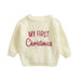 Kersttrui – Mijn Eerste Kerst Unisex, Groen/Rood/Khaki/Wit, Katoen, Maat 0-2 Jaar-More For Mini