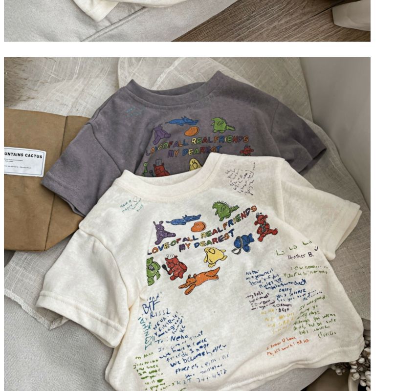 T-shirt - BestieVibes Unisex, Wit/Grijs, Katoen, Maat 0-6 Jaar