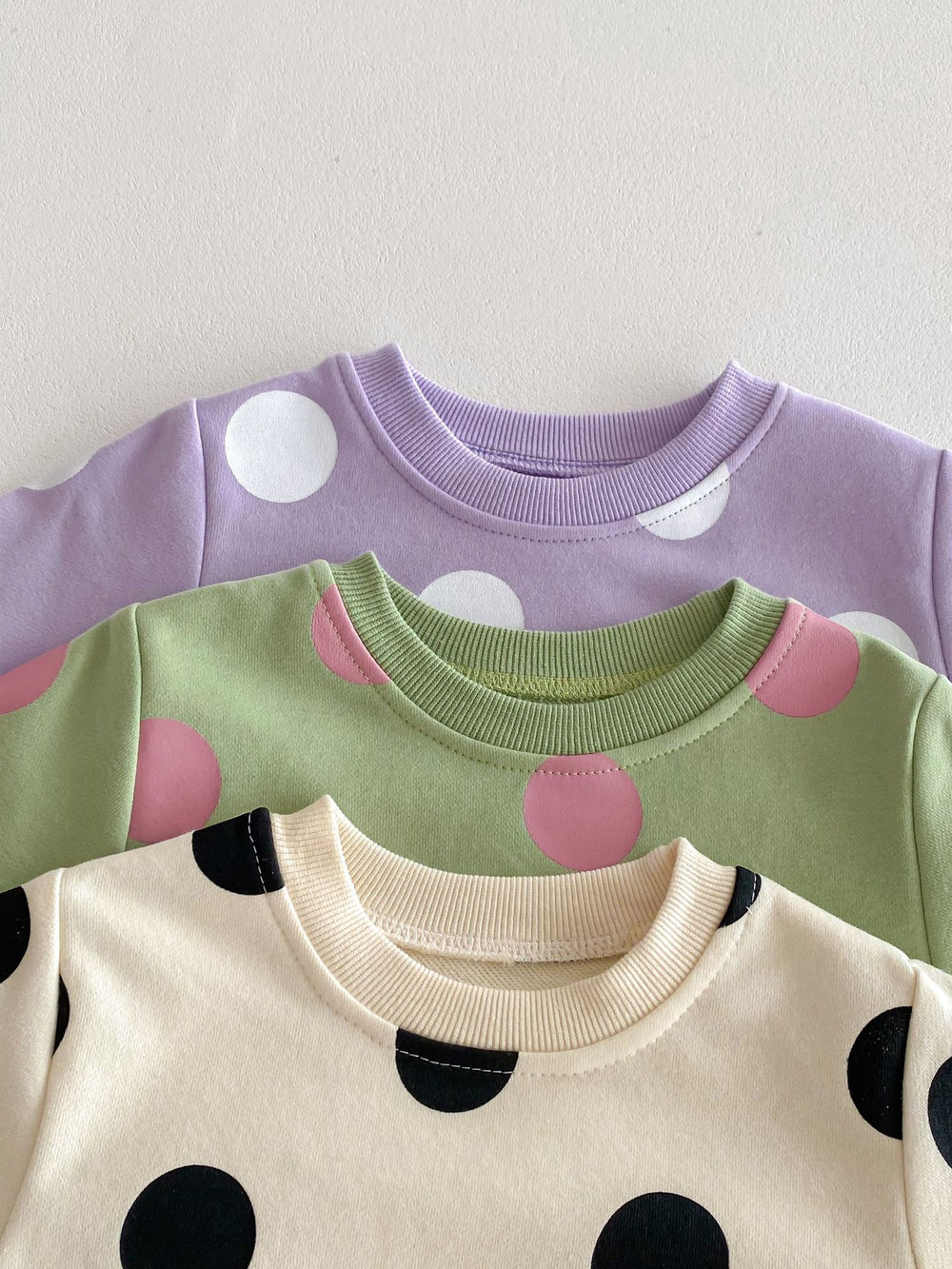 Joggingpak met Stippen - DottyDays Meisjes, Paars/Beige/Groen, Katoen, Maat 0-4 Jaar