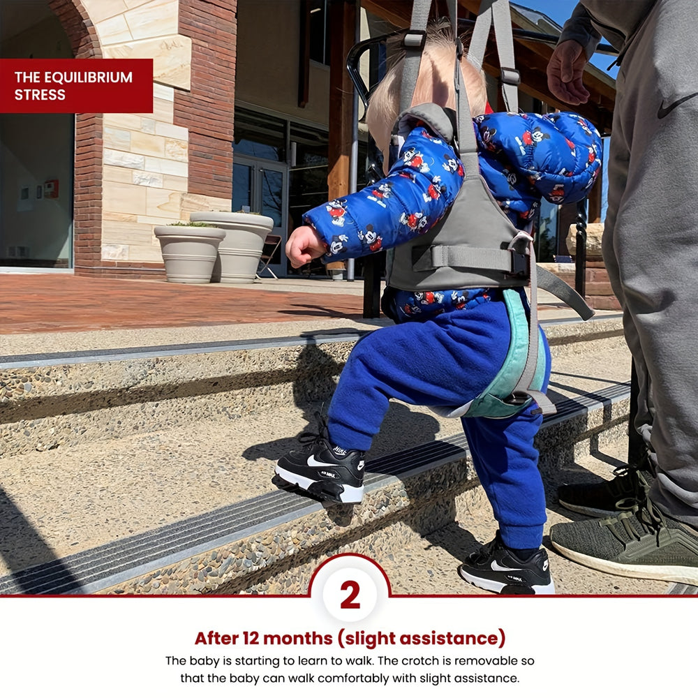 Ergonomische Loopsteun – Kigali Baby, Blauw/Bruin/Roze, Katoen, 9+ Maanden-More For Mini