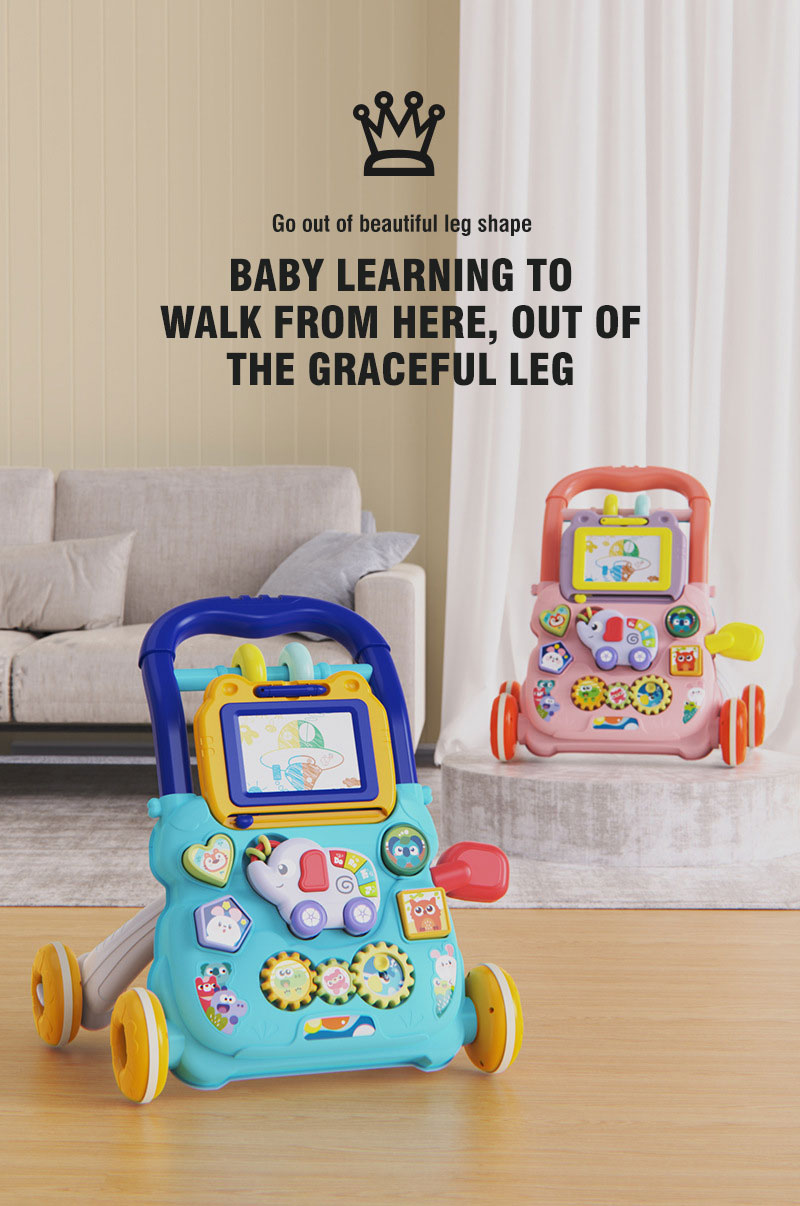 Baby Loopwagen met Activiteitenpaneel & Tekentablet – Educatief Speelgoed 9+ Maanden