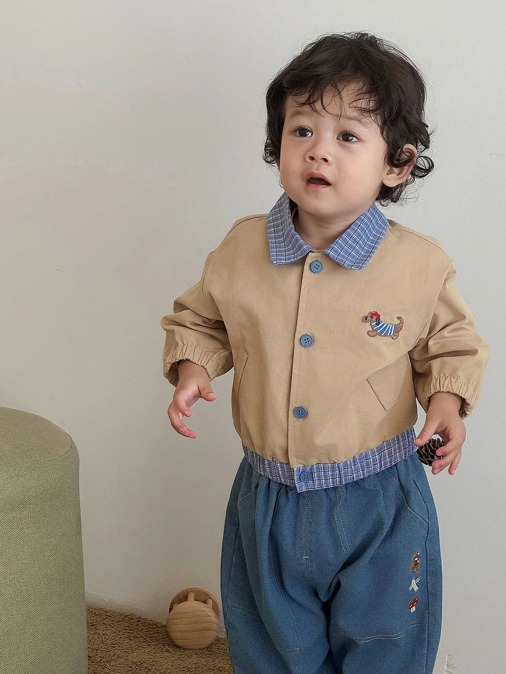 Casual Baby & Peuter Baseball Jasje – Herfst, Patchwork & Borduursels, Unisex