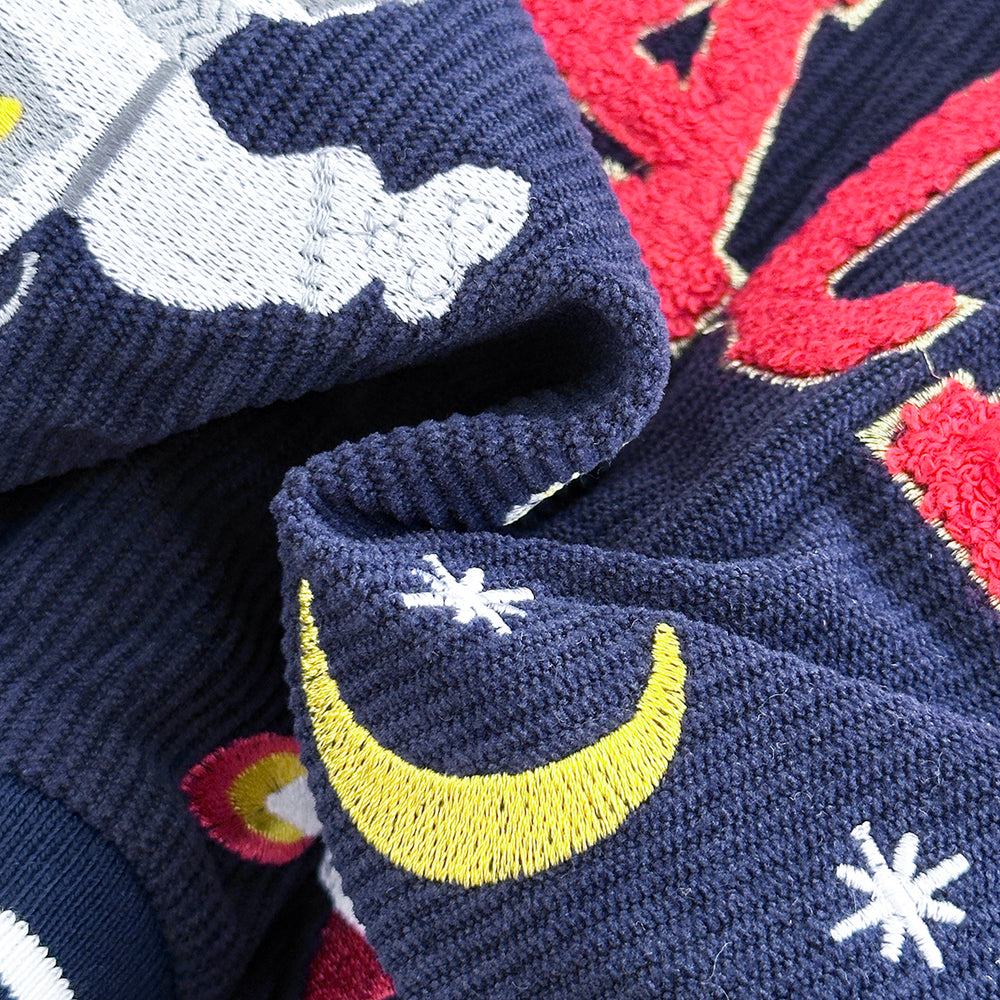 Baseball Jas met Ribbels - Ruimte Unisex, Blauw, Katoen, Maat 0-3 Jaar-More For Mini