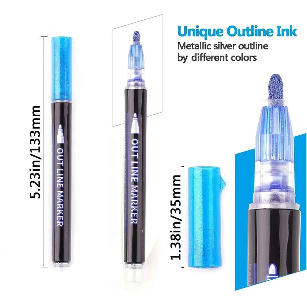 LuxeLine Spark Markers – Metallic Dubbele Lijn Stiften voor Creatieve Kunstwerken
