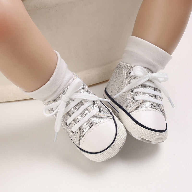 Lunari Glitz Baby Sneaker – Glitter Babyschoenen Meisje – Antislip – Eerste Stap Schoentjes - 0-1,5 Jaar