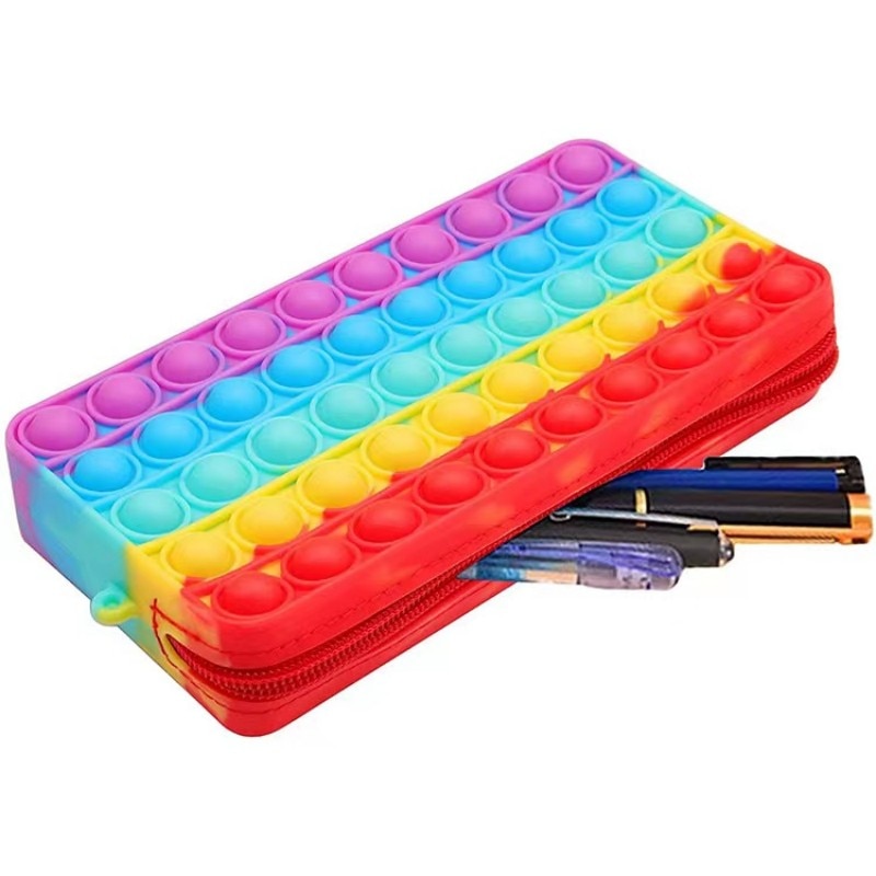 BubbleEase Pop-It Etui voor Kinderen – Siliconen Fidget Etui voor School en Stressvermindering