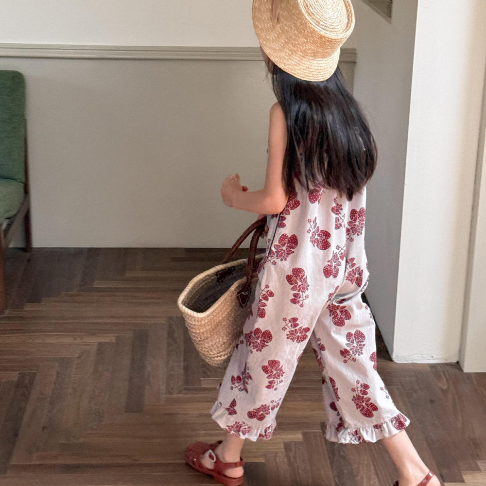 Lunea Kids Flora Ruffle Jumpsuit Meisje – Zomer Jumpsuit Katoen – Bloemenprint – Ruches – 0-6 Jaar – Luchtige Kinderkleding