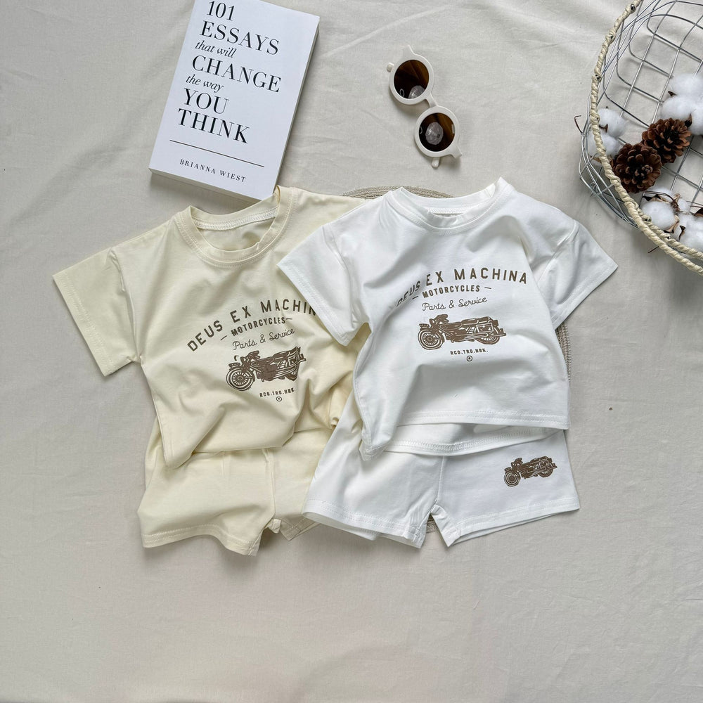 Rider Deux Babyset – 2-delig Zomersetje met Vintage Motorprint |Katoen | Maat 0–3 Jaar