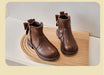 Enkellaars – Nilla Meisjes, Bruin/Zwart, Leer, Maat 23-26-More For Mini