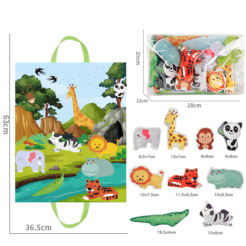 Jungle Avontuur Speelset – Zachte Stoffen Dieren & Opvouwbare Speelmat, Educatief Peuterspeelgoed (0-4 Jaar)