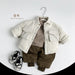 Donsjas met Polo kraag - Muziyouyou Jongens, Bruin/Wit, Polyester, Maat 0-6 Jaar-More For Mini