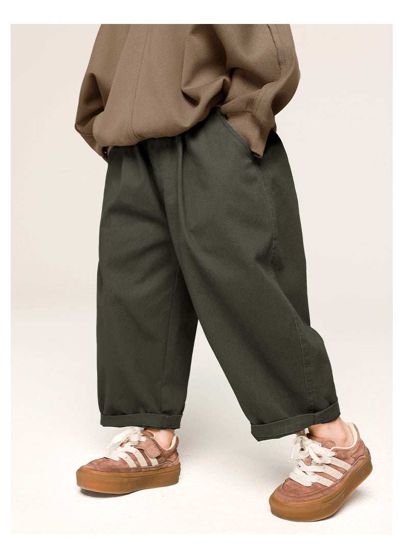 Broek - Dean Unisex, Khaki/Grijs, Katoen, Maat 2-7 Jaar-More For Mini