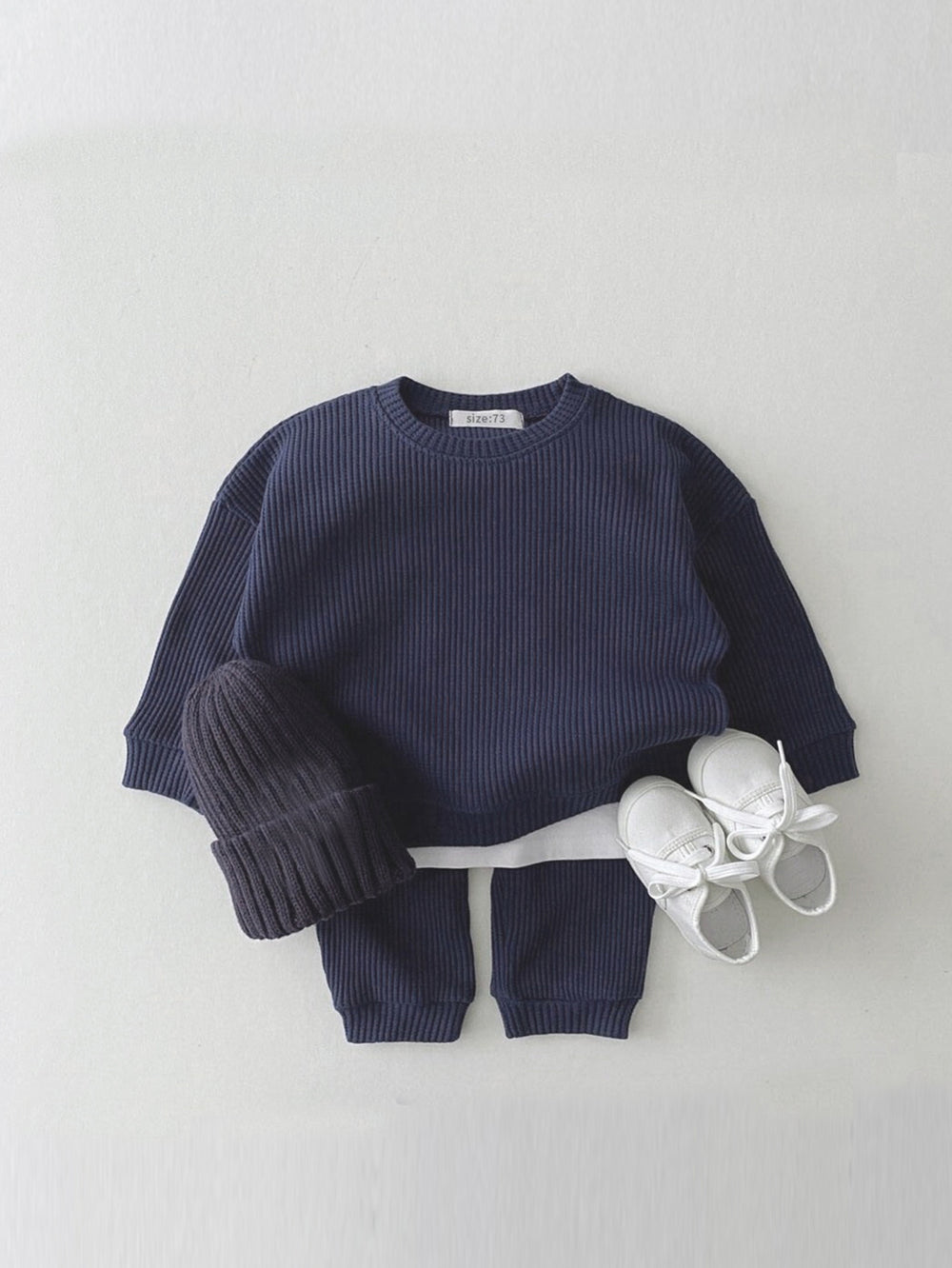 Set met Broek en Trui van Wafel - Porto-Novo Unisex, Blauw/Roze/Grijs/Groen/Geel, Katoen, Maat 0-3 Jaar-More For Mini