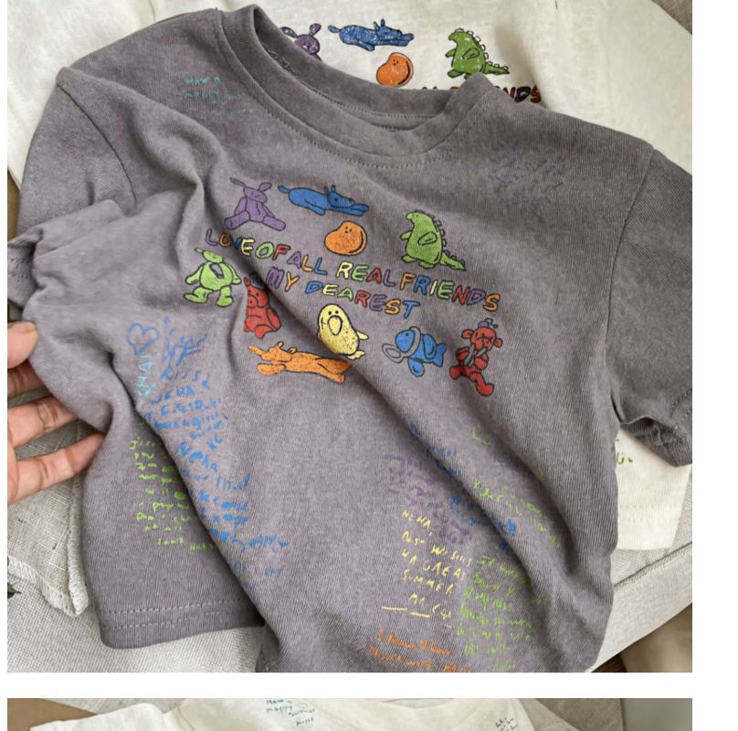 T-shirt - BestieVibes Unisex, Wit/Grijs, Katoen, Maat 0-6 Jaar