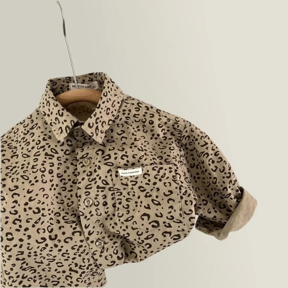 LeopardStyle Kinder Overhemd Unisex | Luipaard Print Shirt van Katoen | 2–10 Jaar | Stoer & Ademend | Casual Kinderblouse
