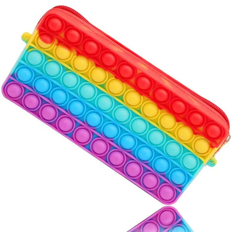 BubbleEase Pop-It Etui voor Kinderen – Siliconen Fidget Etui voor School en Stressvermindering