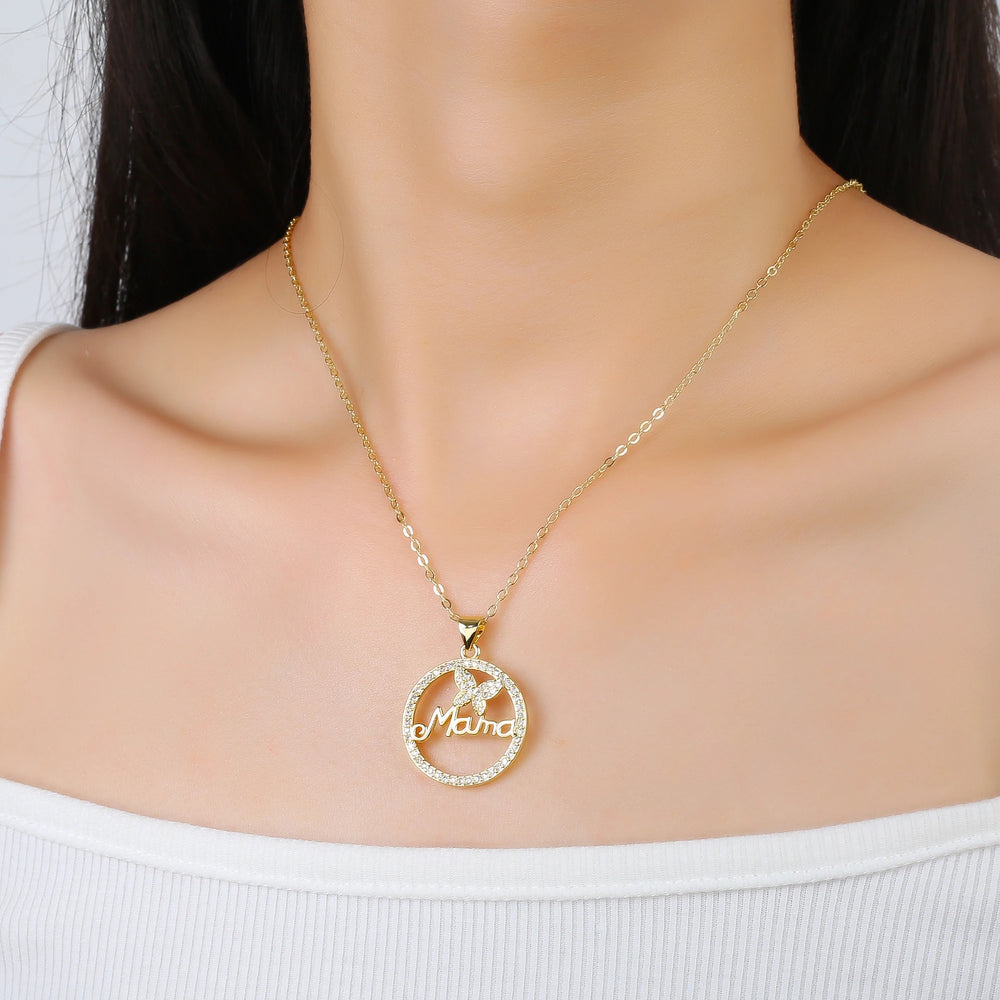 Mama Ketting Goud – Moederdag Hanger met Zirkonia Cadeau voor Moeder