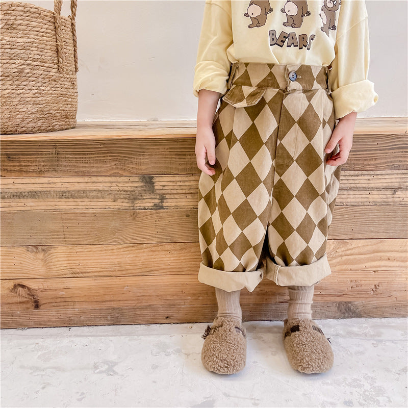 Kinderbroek Geruit Katoen – Comfortabele Broek (0–6 Jaar)