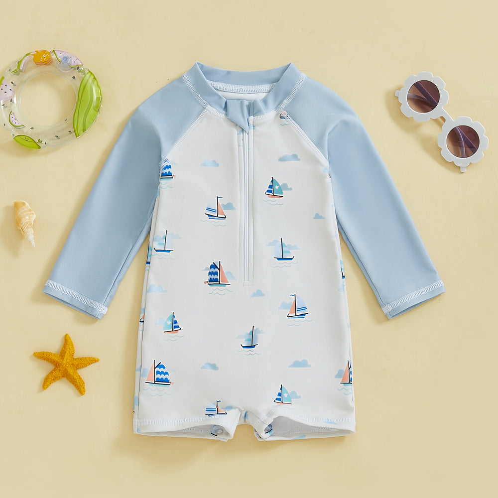 TurtlySafe Zwemromper Baby & Peuter | Lange Mouwen | UV-Bescherming | Schildpad, Palm of Boot Print | 3m-3jr