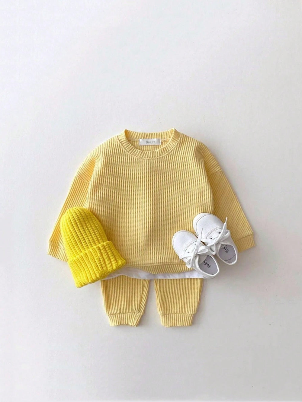 Set met Broek en Trui van Wafel - Porto-Novo Unisex, Blauw/Roze/Grijs/Groen/Geel, Katoen, Maat 0-3 Jaar-More For Mini