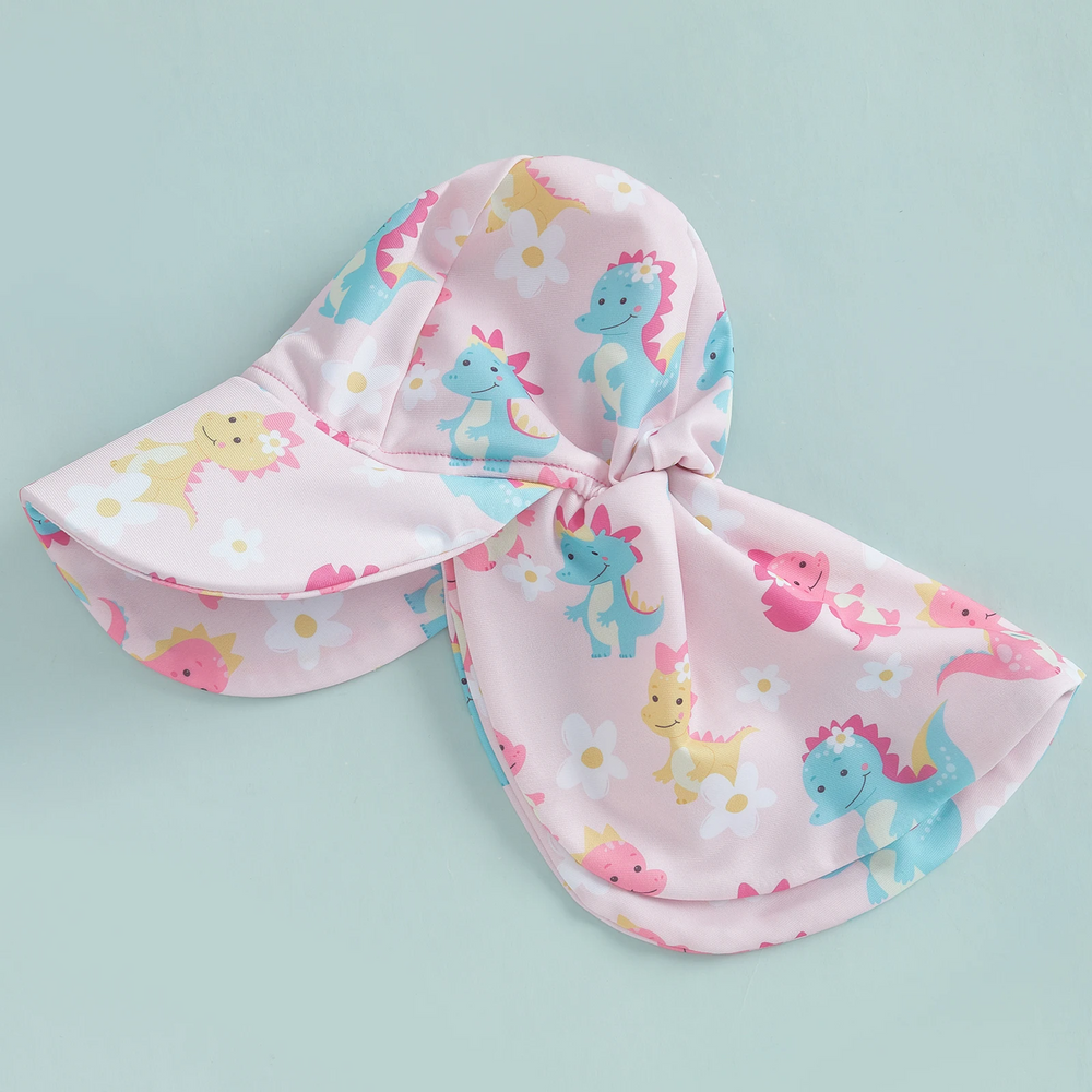 SweetWave Zwemset Meisjes | Lange Mouwen & Zonnehoed | UV-Bescherming | Flamingo & Dino | 0-5 Jaar