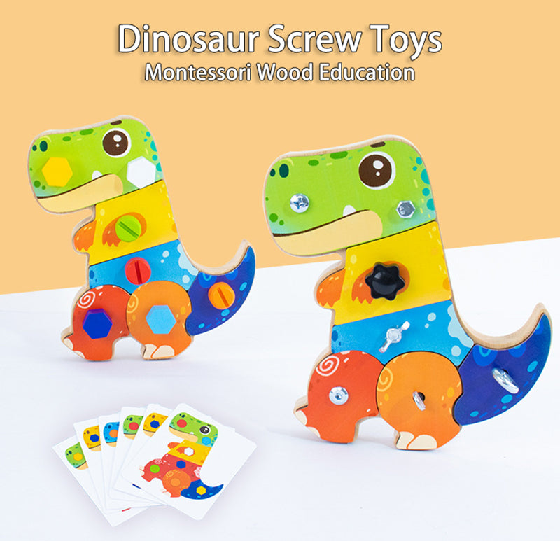 Houten dino bouwset kind | Educatief speelgoed 2+ jaar