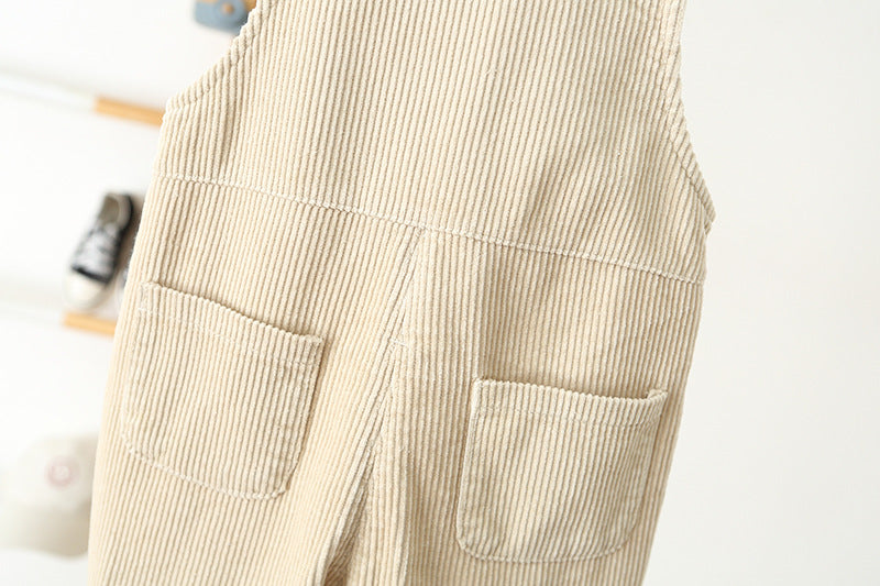 Tuinbroek met Hart - Cordi Love Meisjes, Beige/Roze/Bruin, Katoen, Maat 0-4 Jaar